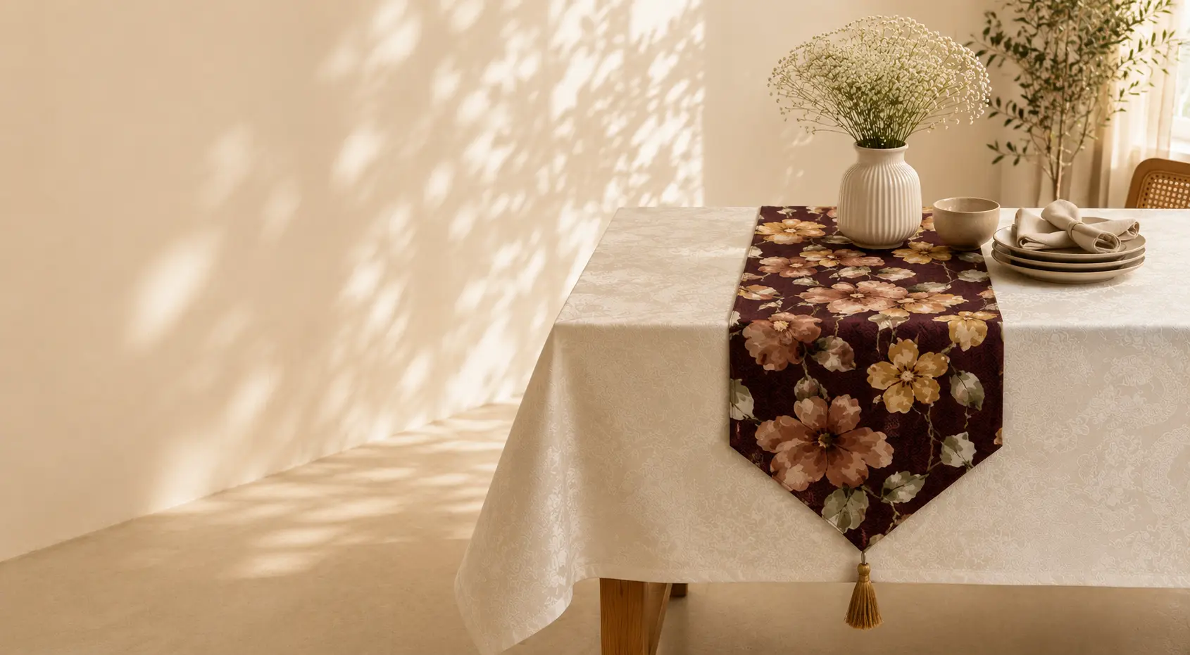 beautiful floral embroidered runner 
