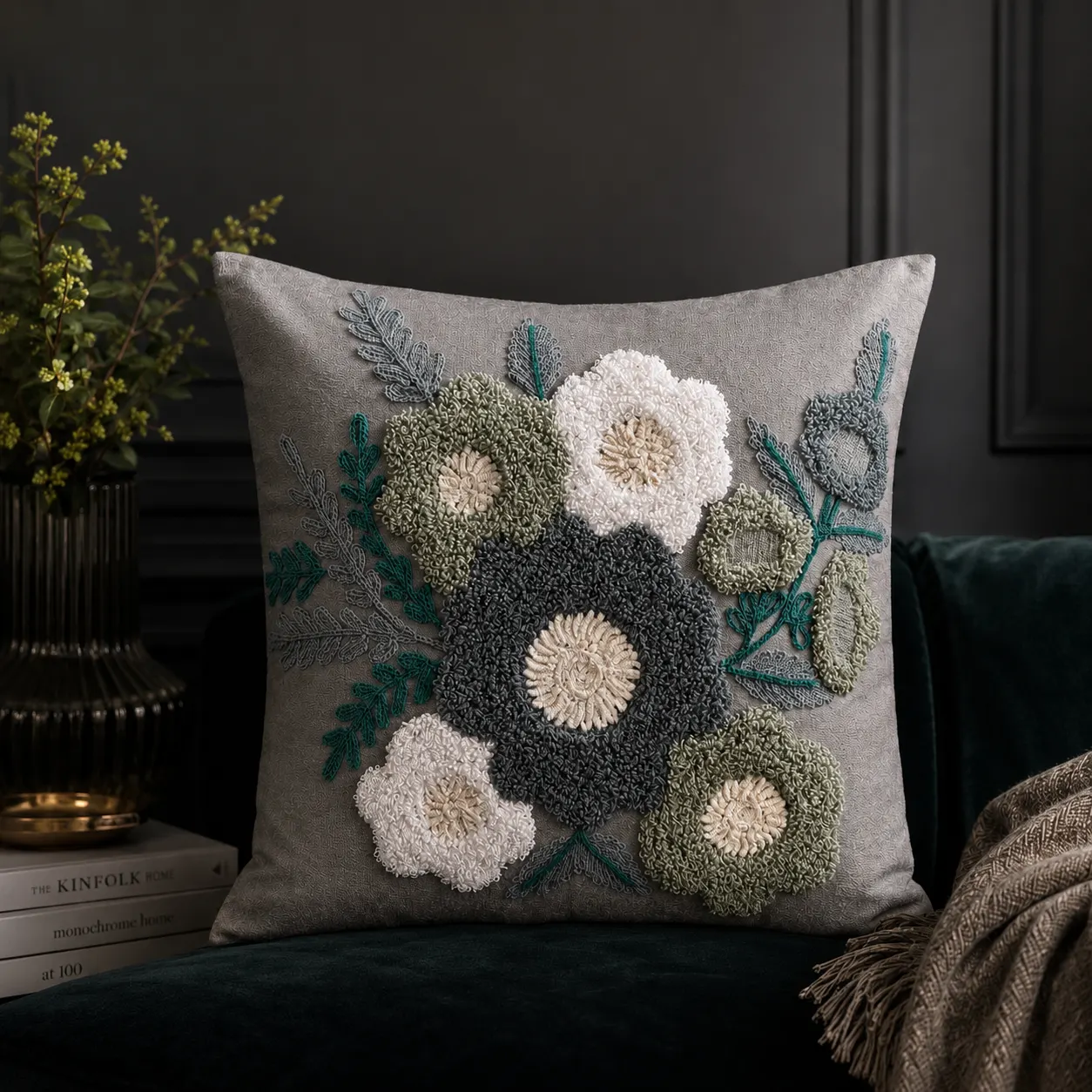 Embroidered Cushion Cover by Just a Spell Away styled aesthetically