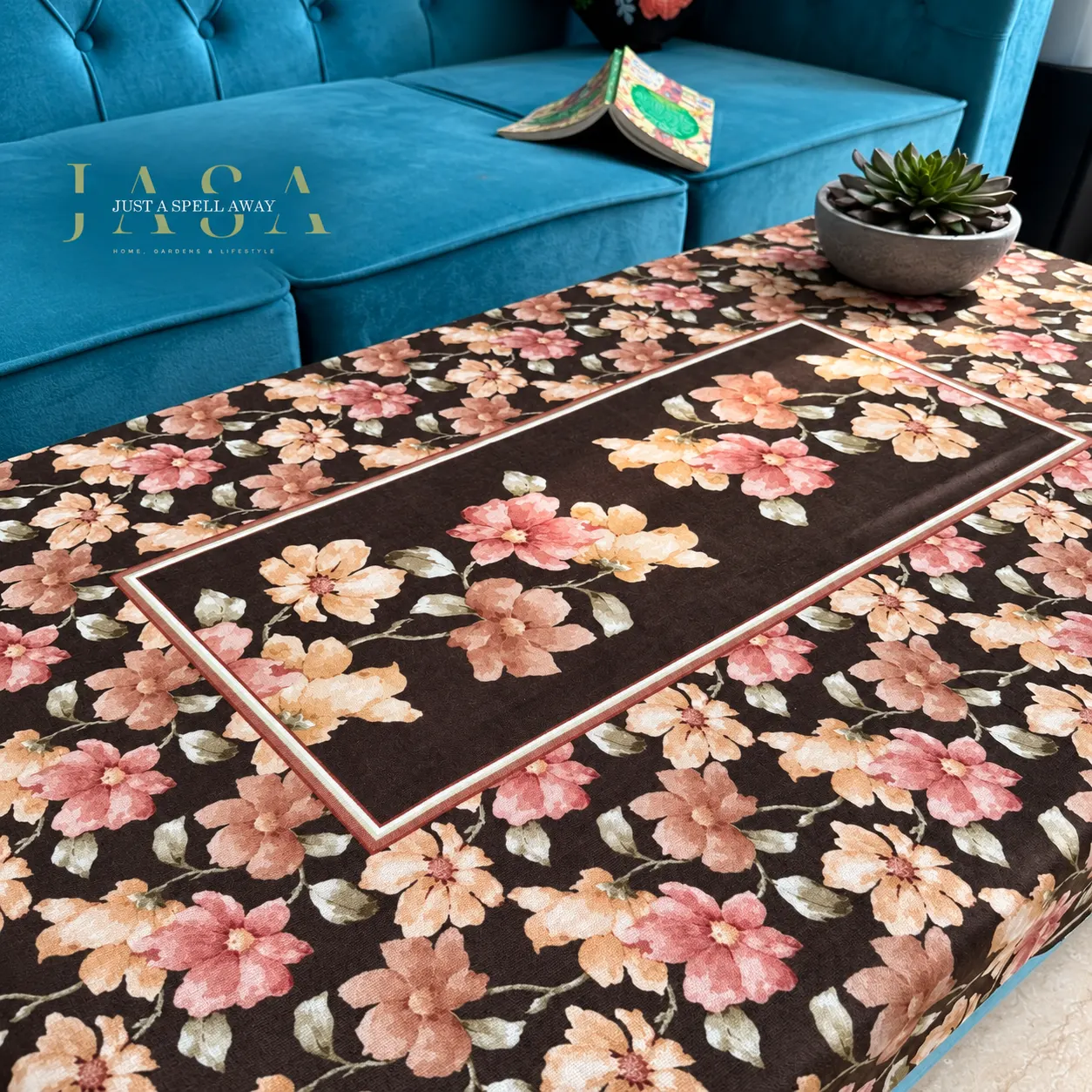 Black Cotton Velvet Center Table Cover