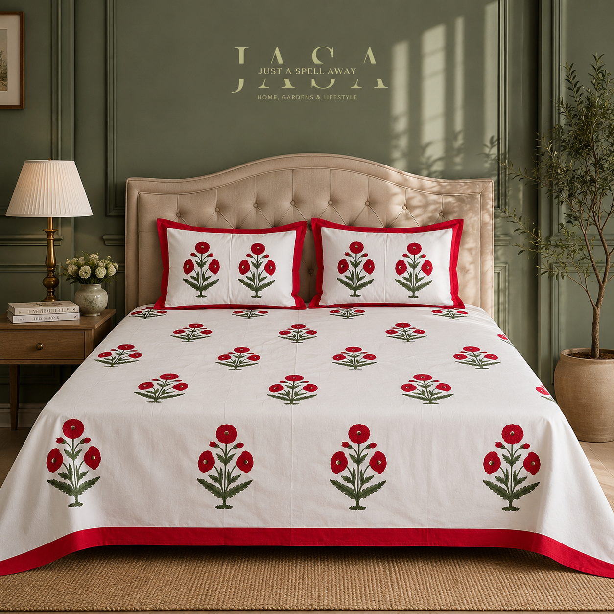 Laal Baag Percale King Bedsheet