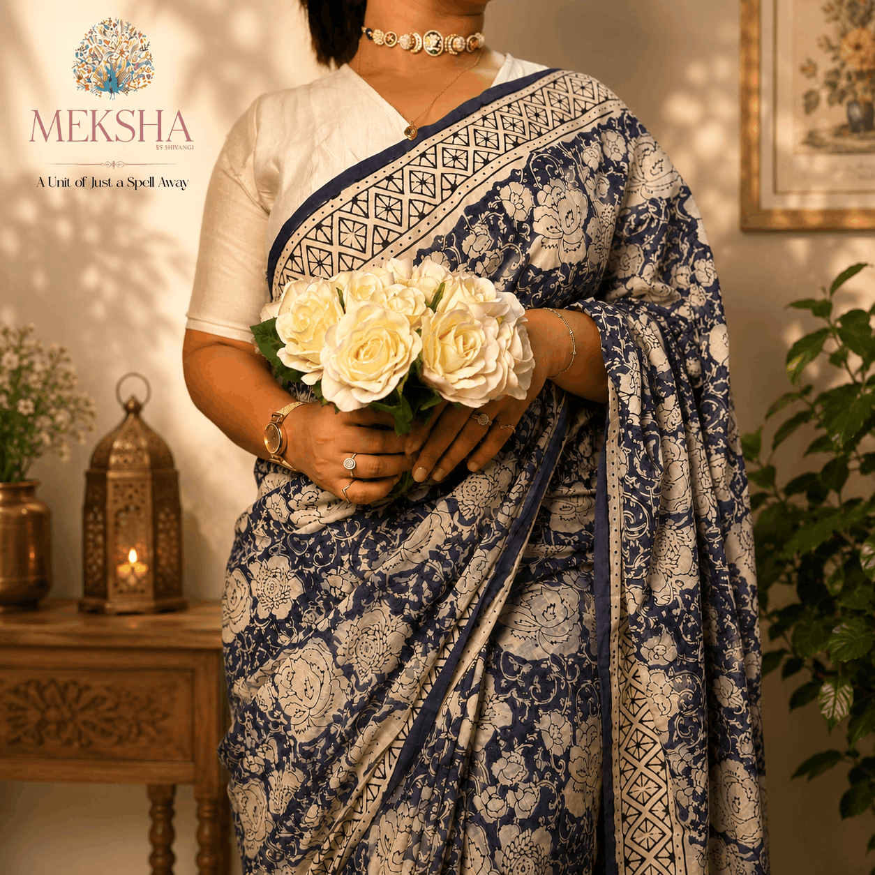 Hand Block Printed Soft Cotton Saree - Purple