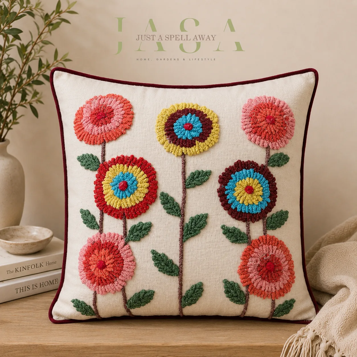 Petal Pops Embroidered Cushion Covers