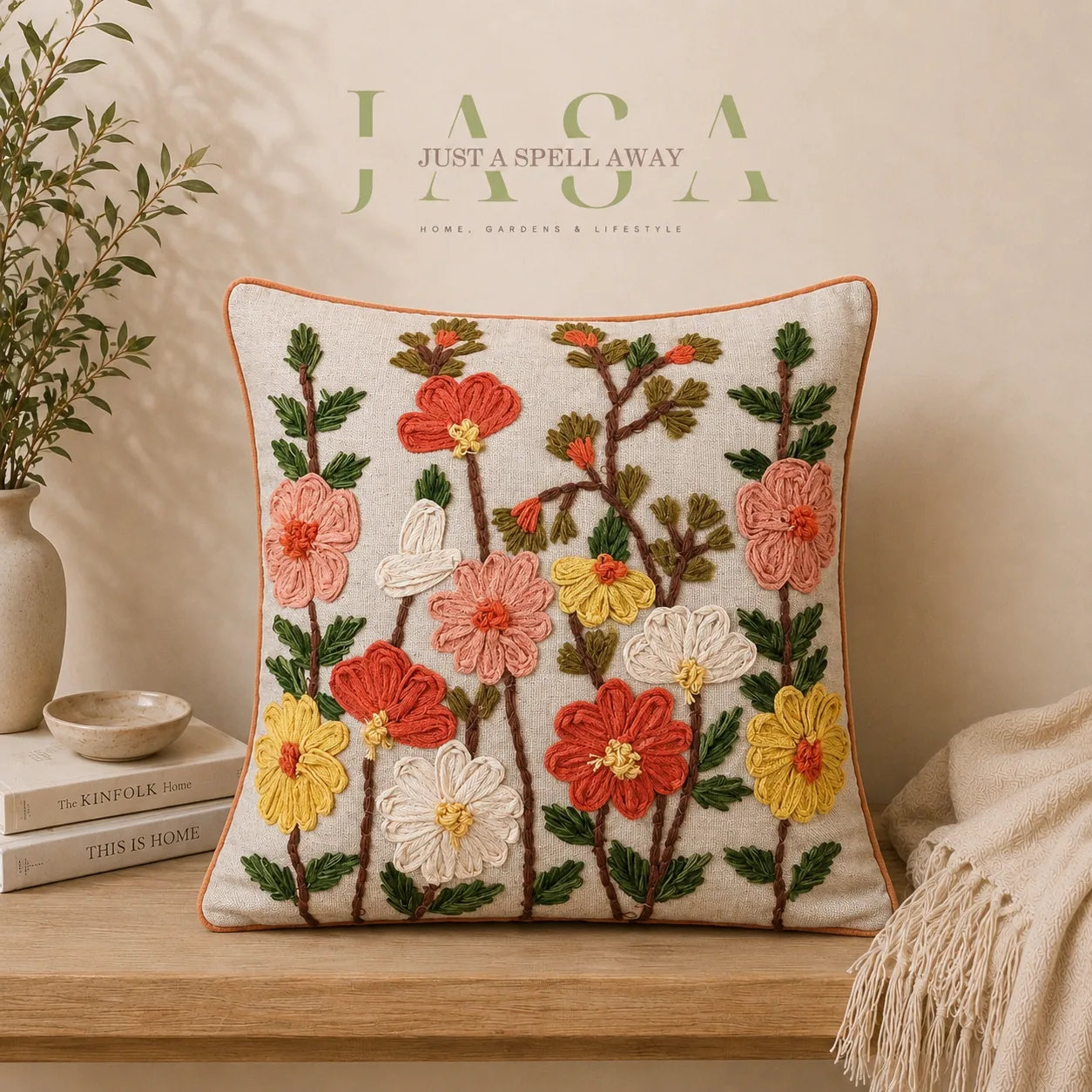 Sunset Meadow Embroidered Cushion Covers