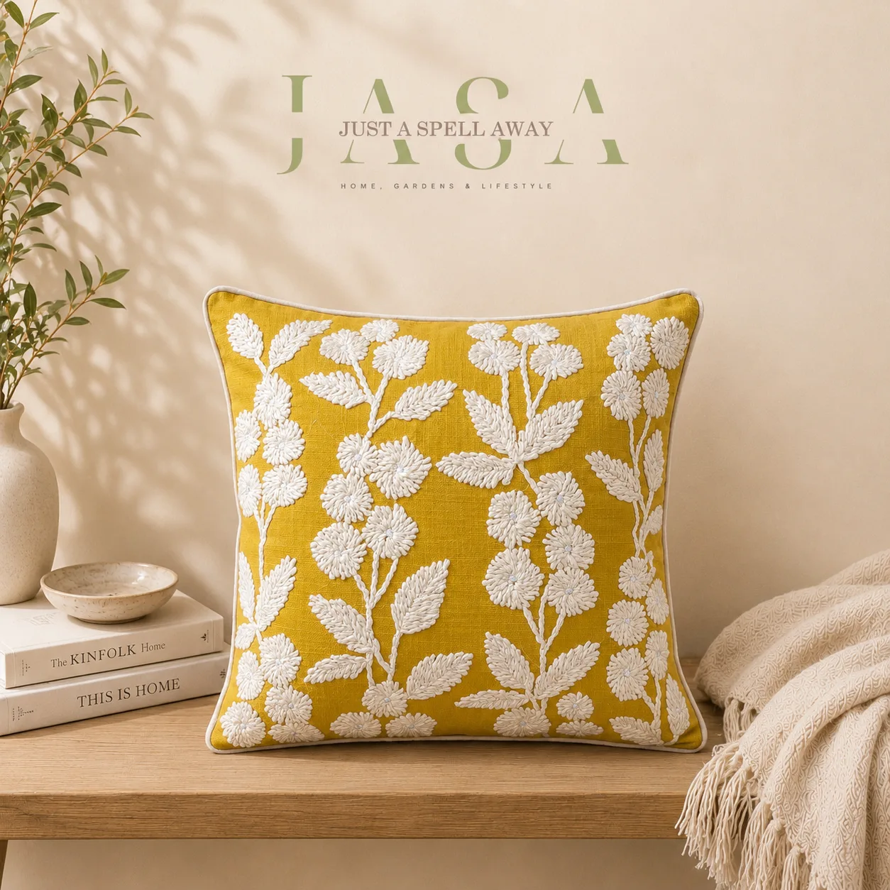 Yellow Bliss Embroidered Cushion Covers