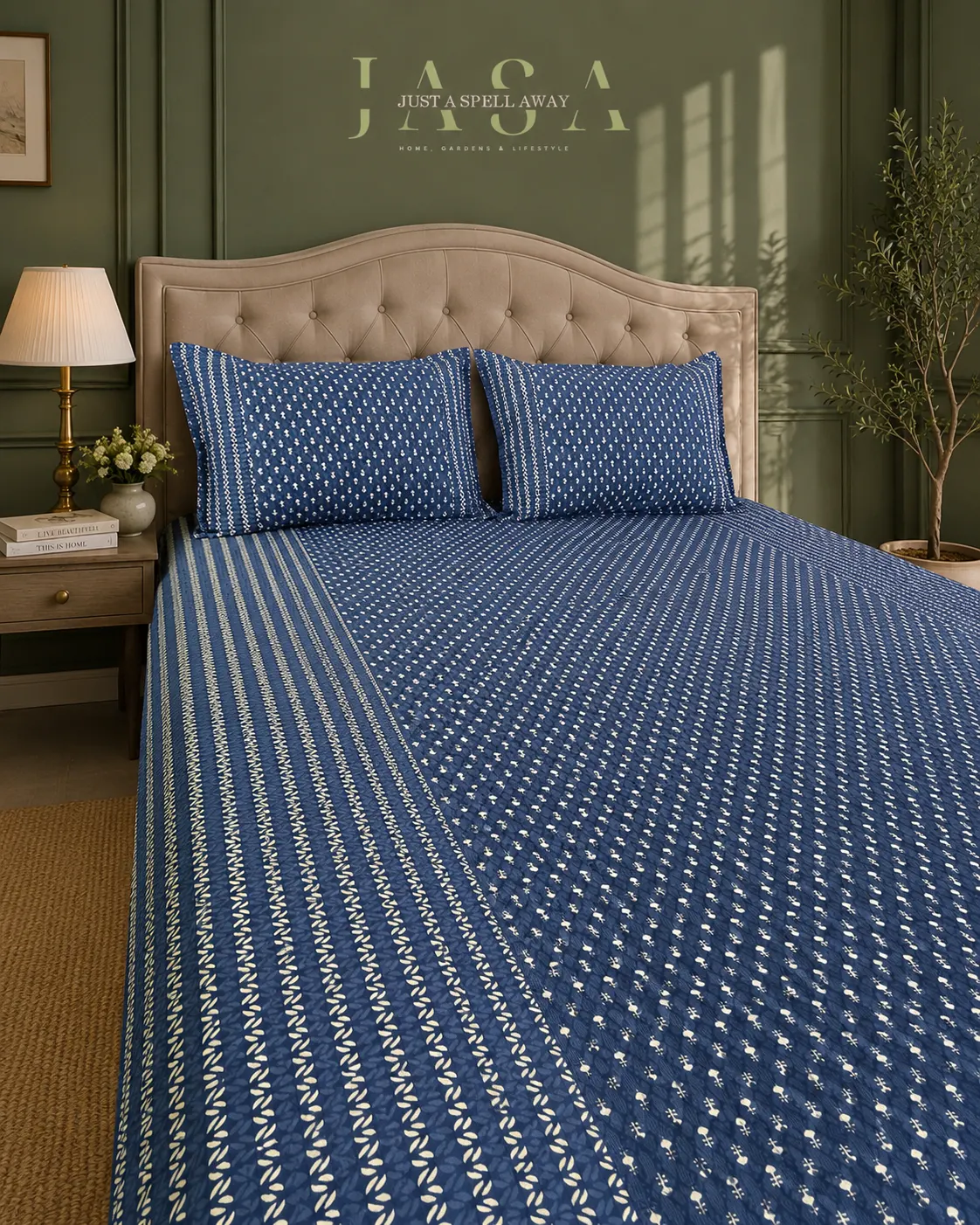 Manjari Blue King Bedsheet