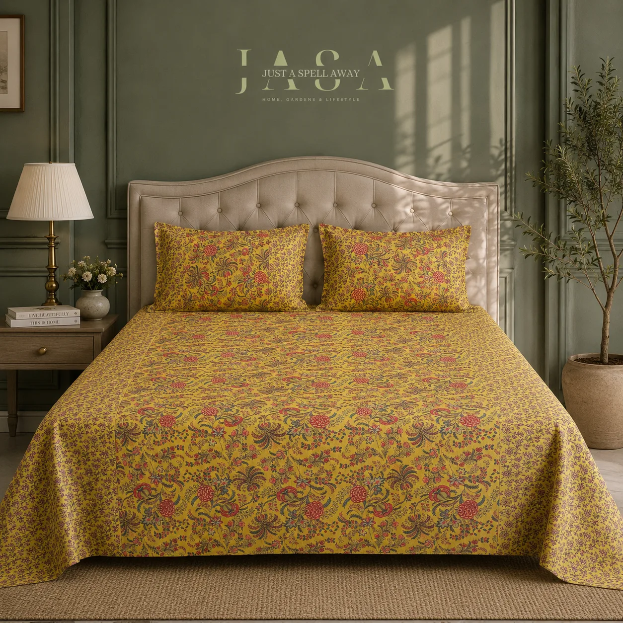 Botanica Yellow Queen Bedsheet