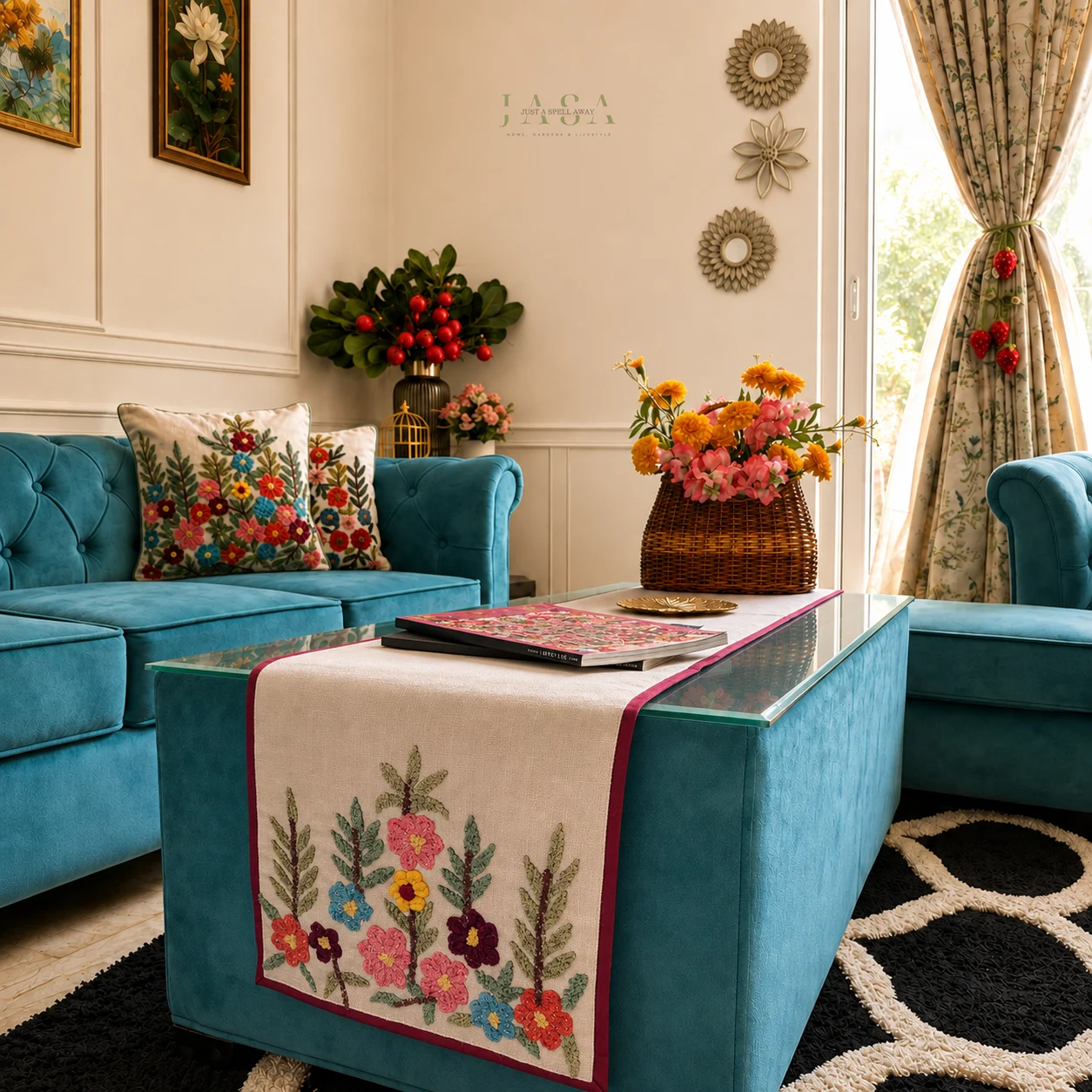 Embroidered Table Runner - Secret Garden