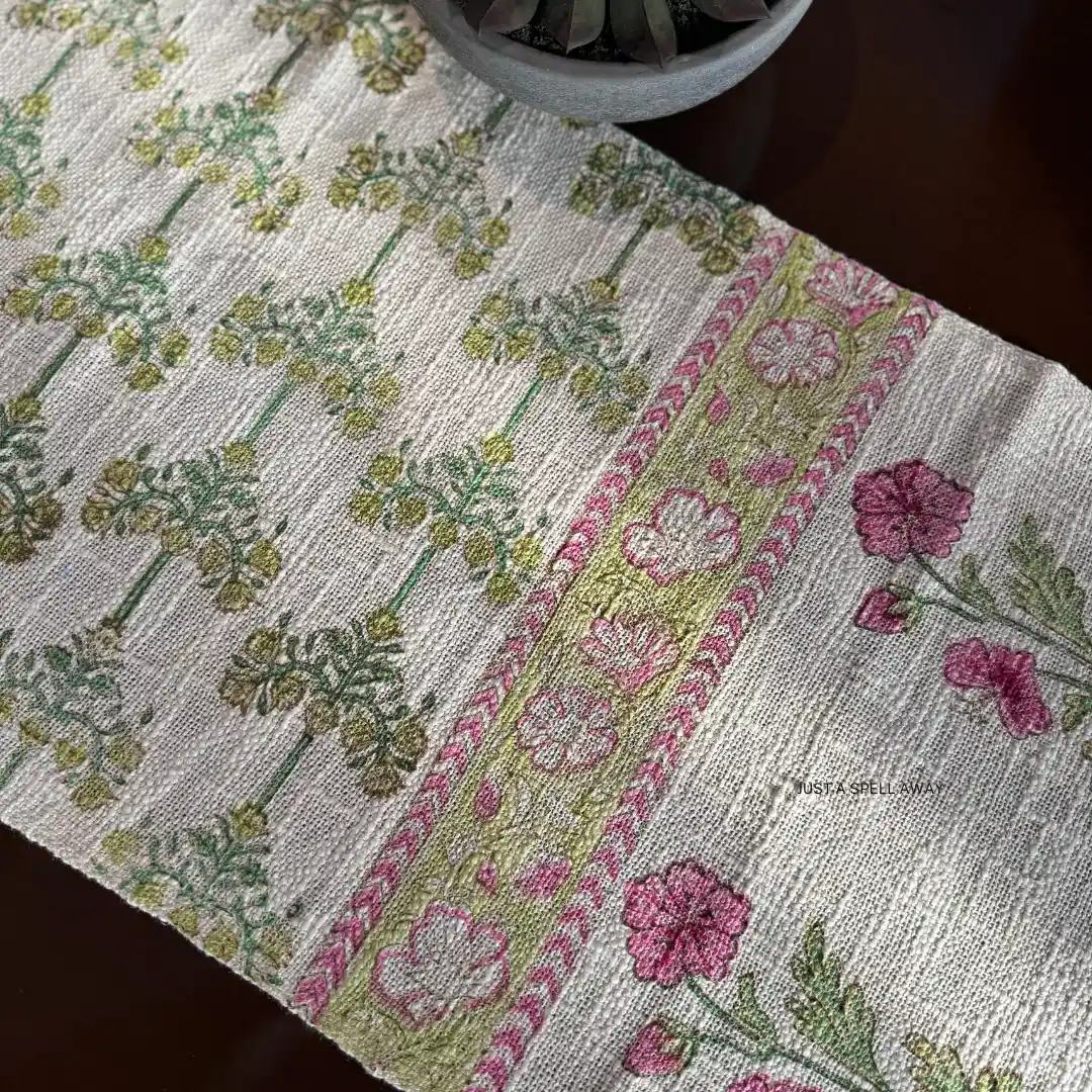 Cotton Jute Table Runner - Hariyali Baag