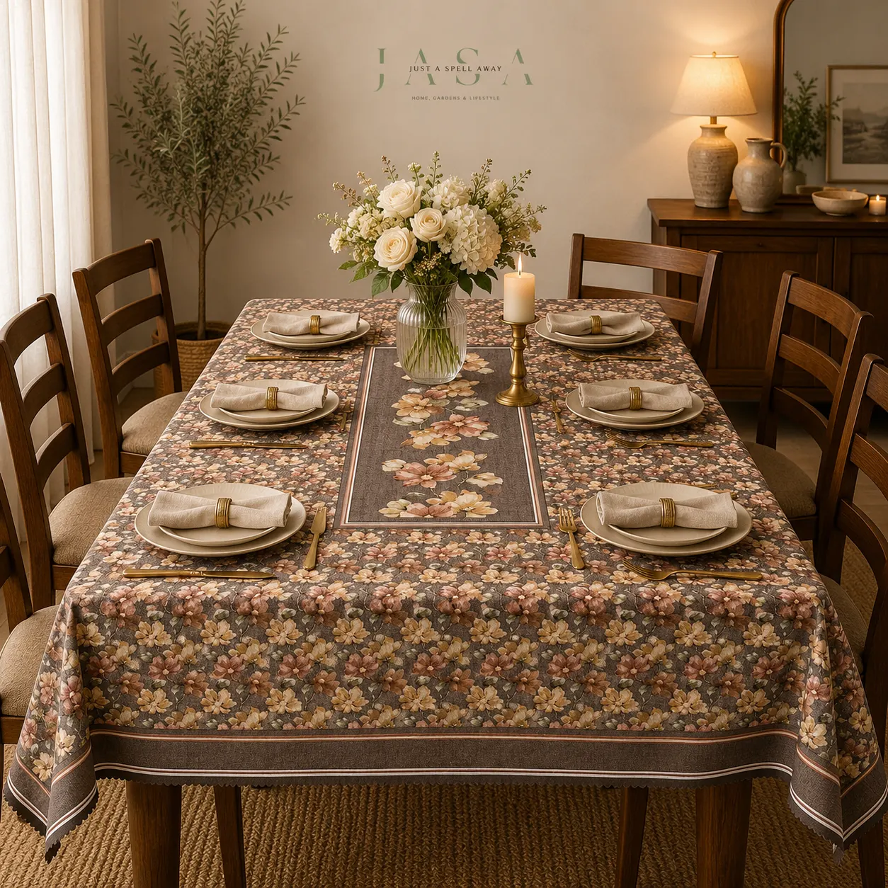 Cotton Velvet Table Cover - Brown