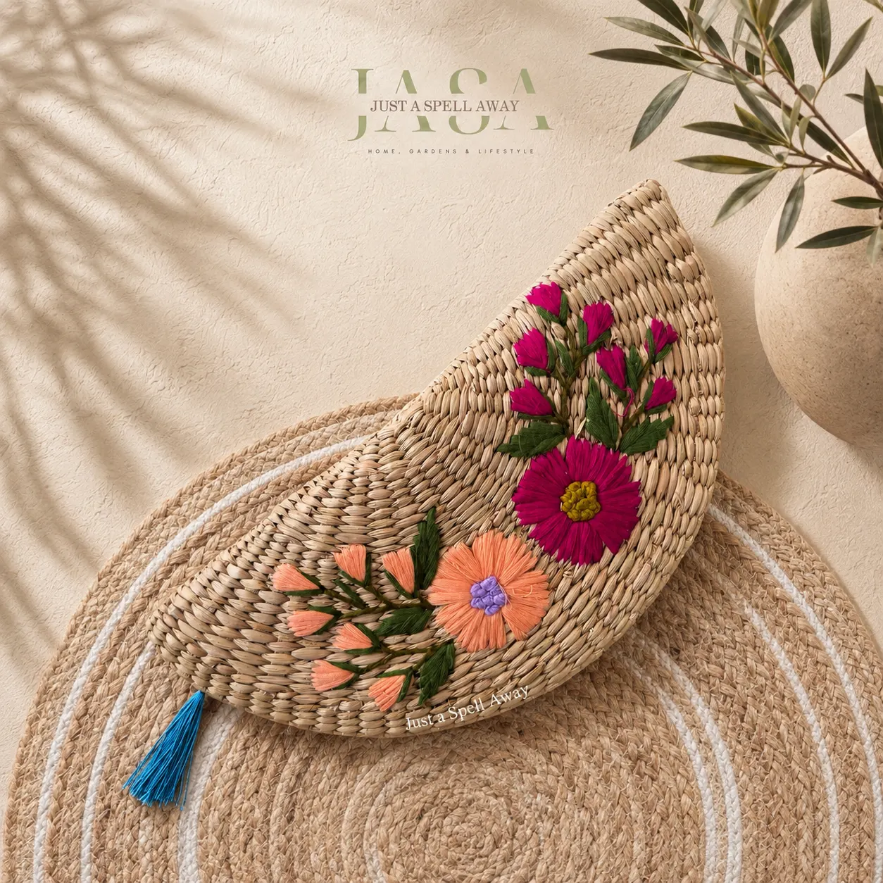 Floral Duo Reed Grass Clutch
