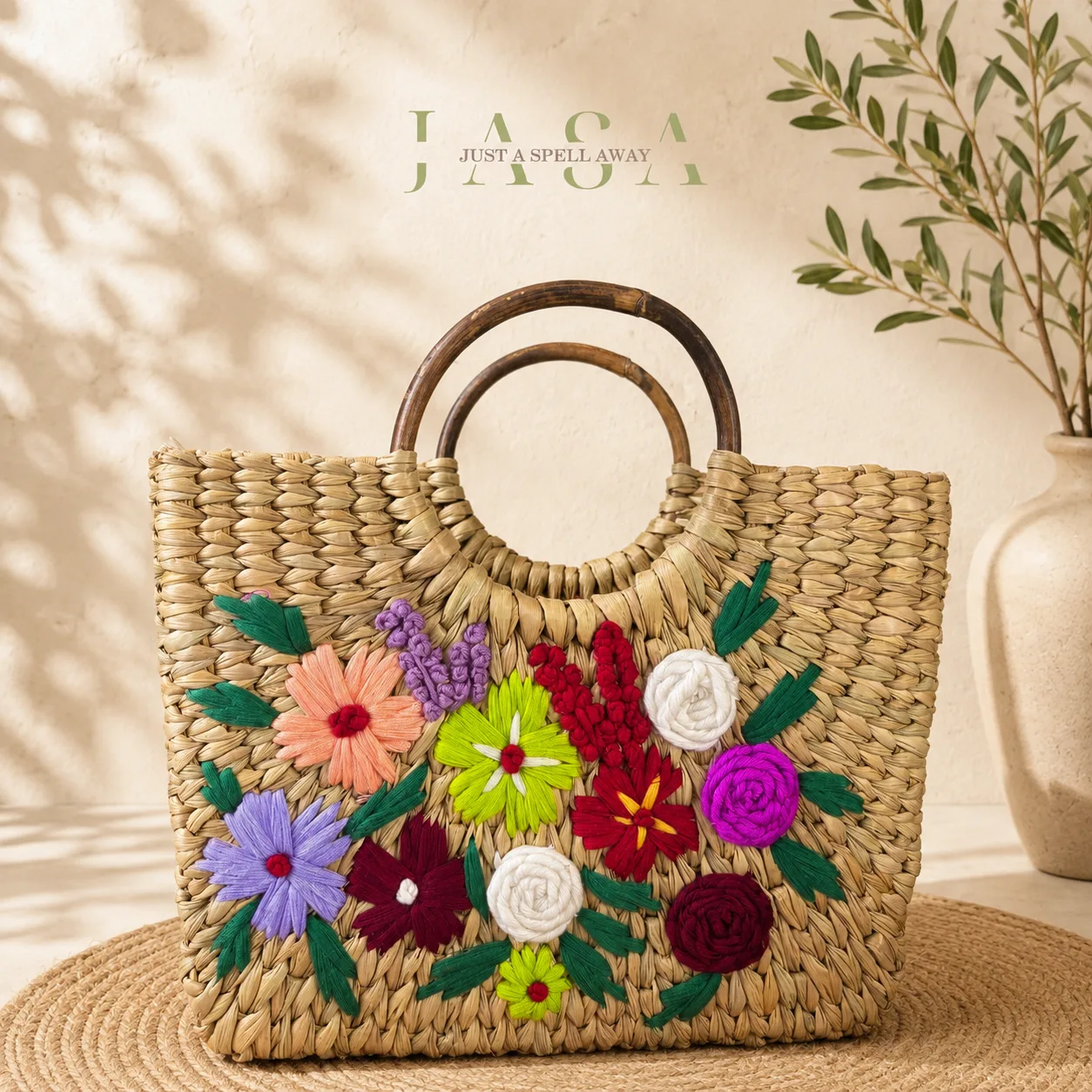 Floral Bliss Multicoloured Reed Grass Hand Bag