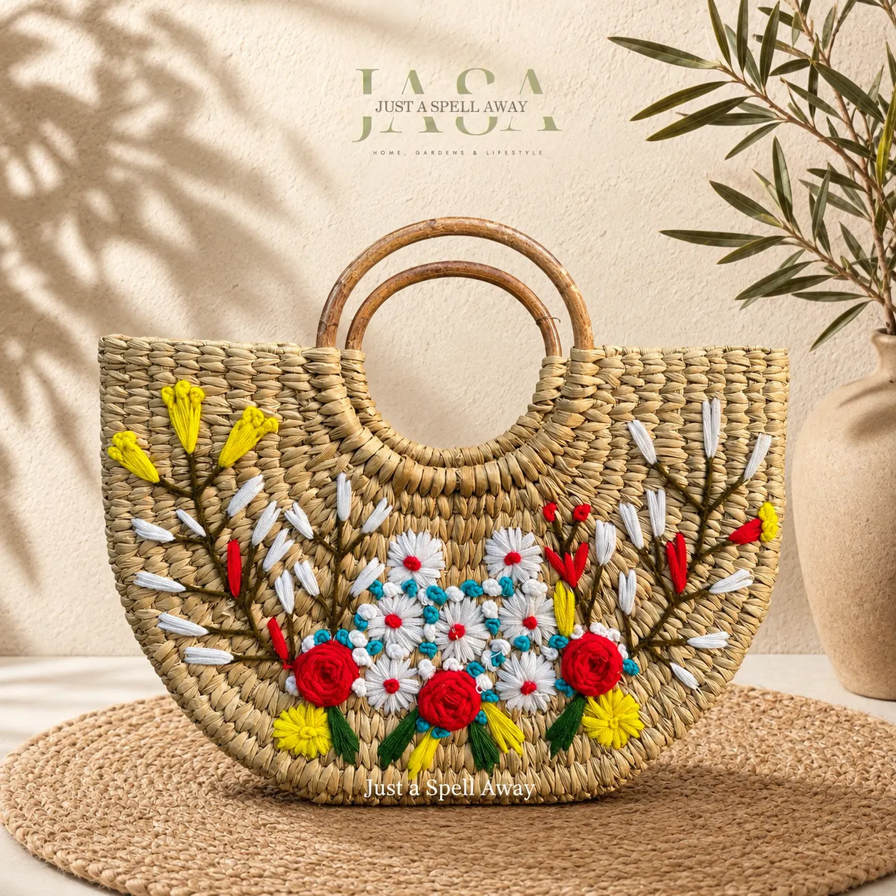 Reed Grass U Style Handbag - Garden Rose - Red