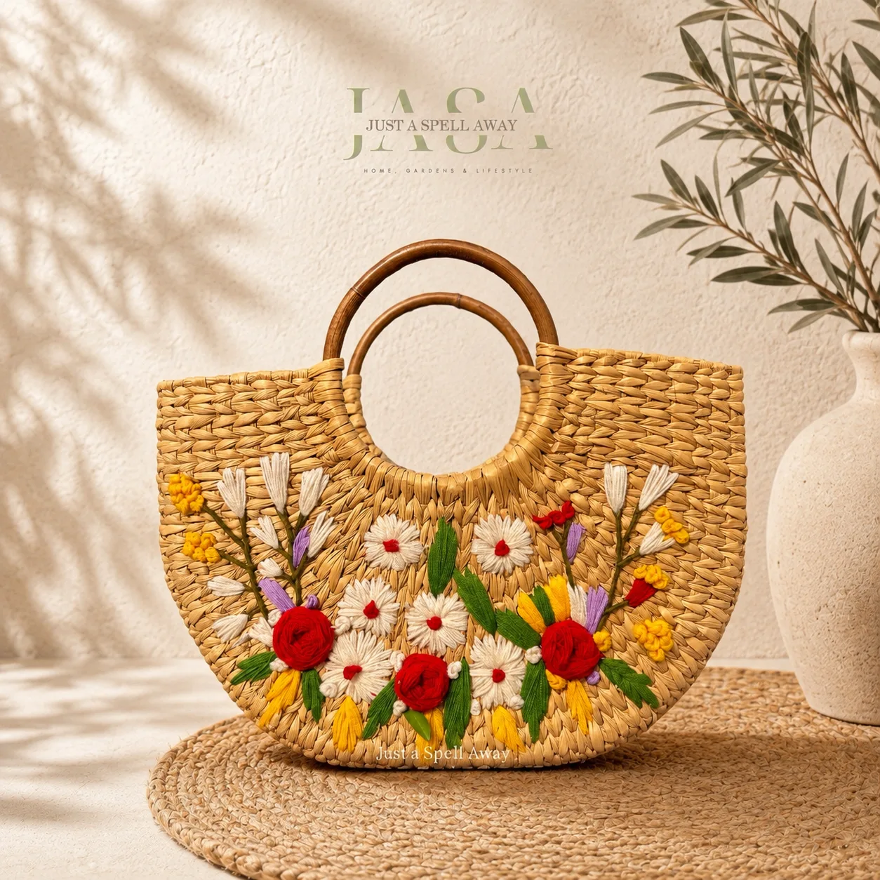 Reed Grass U Style Handbag - Rose Bloom