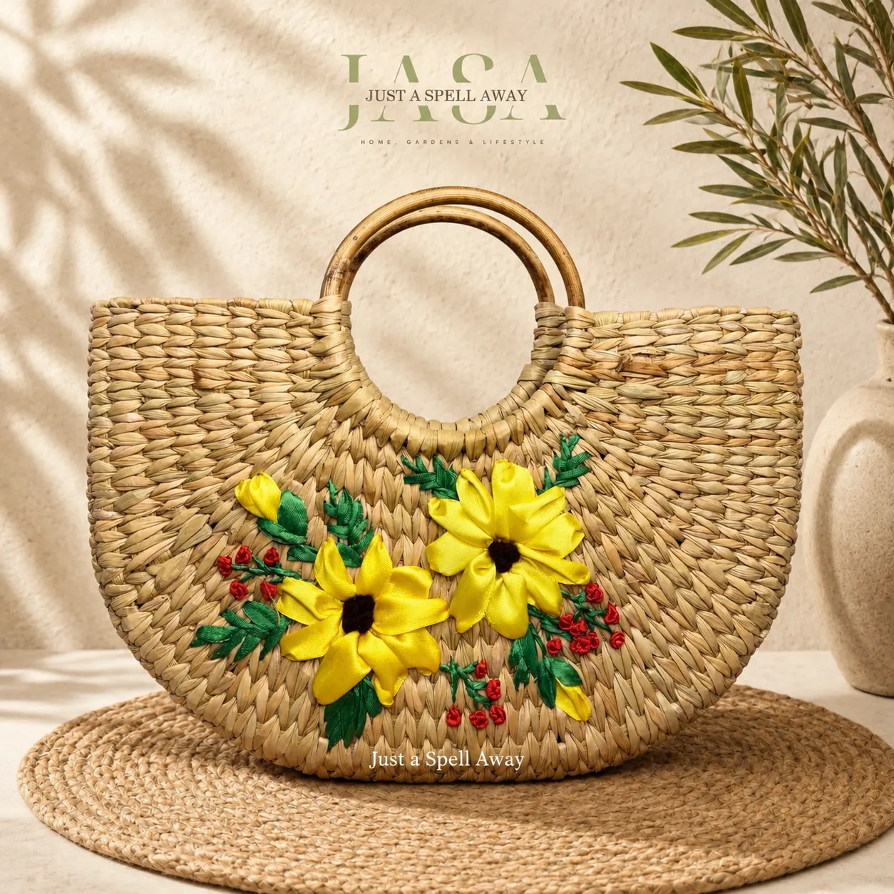 Reed Grass U Style Handbag - Yellow Bloom