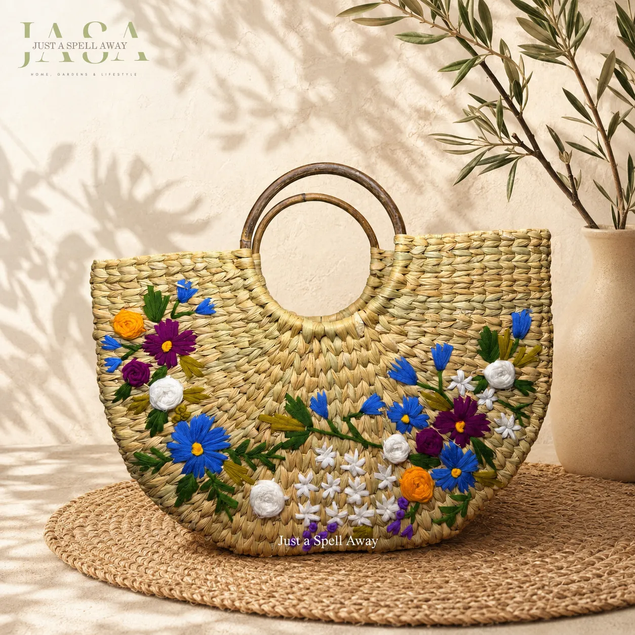 Reed Grass U Style Handbag -  Blue Bloom