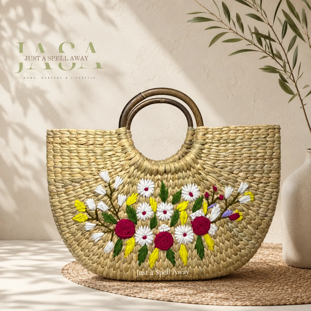Reed Grass U Style Handbag -  Dark Pink Rose