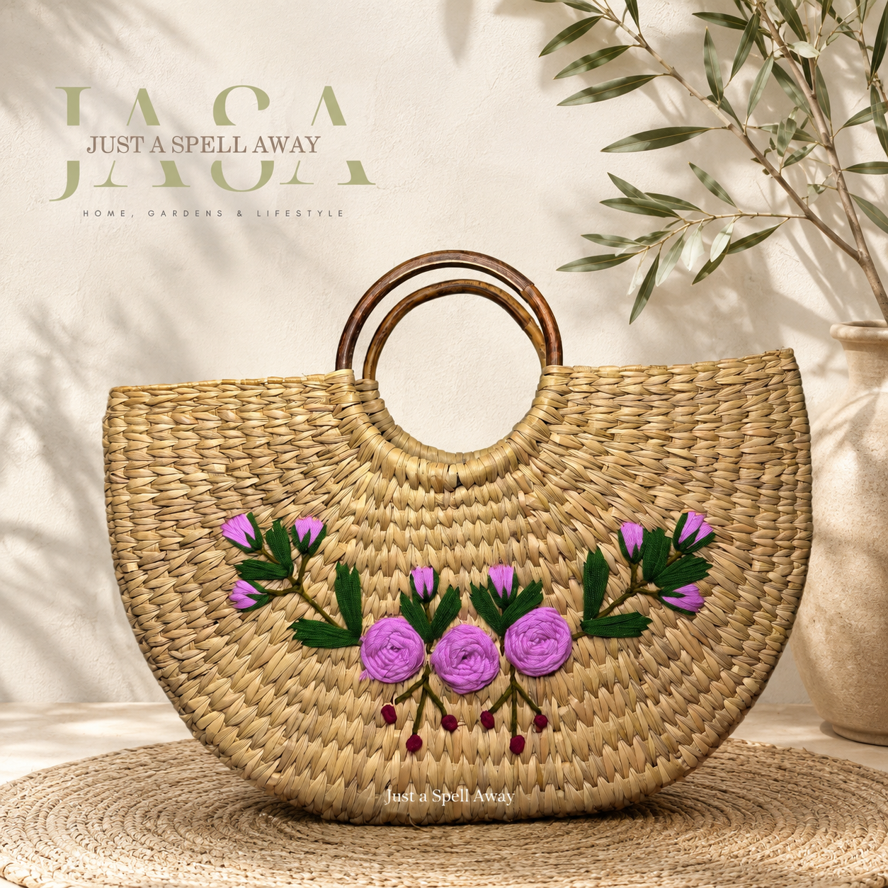 Reed Grass U Style Handbag -  Pink Rose