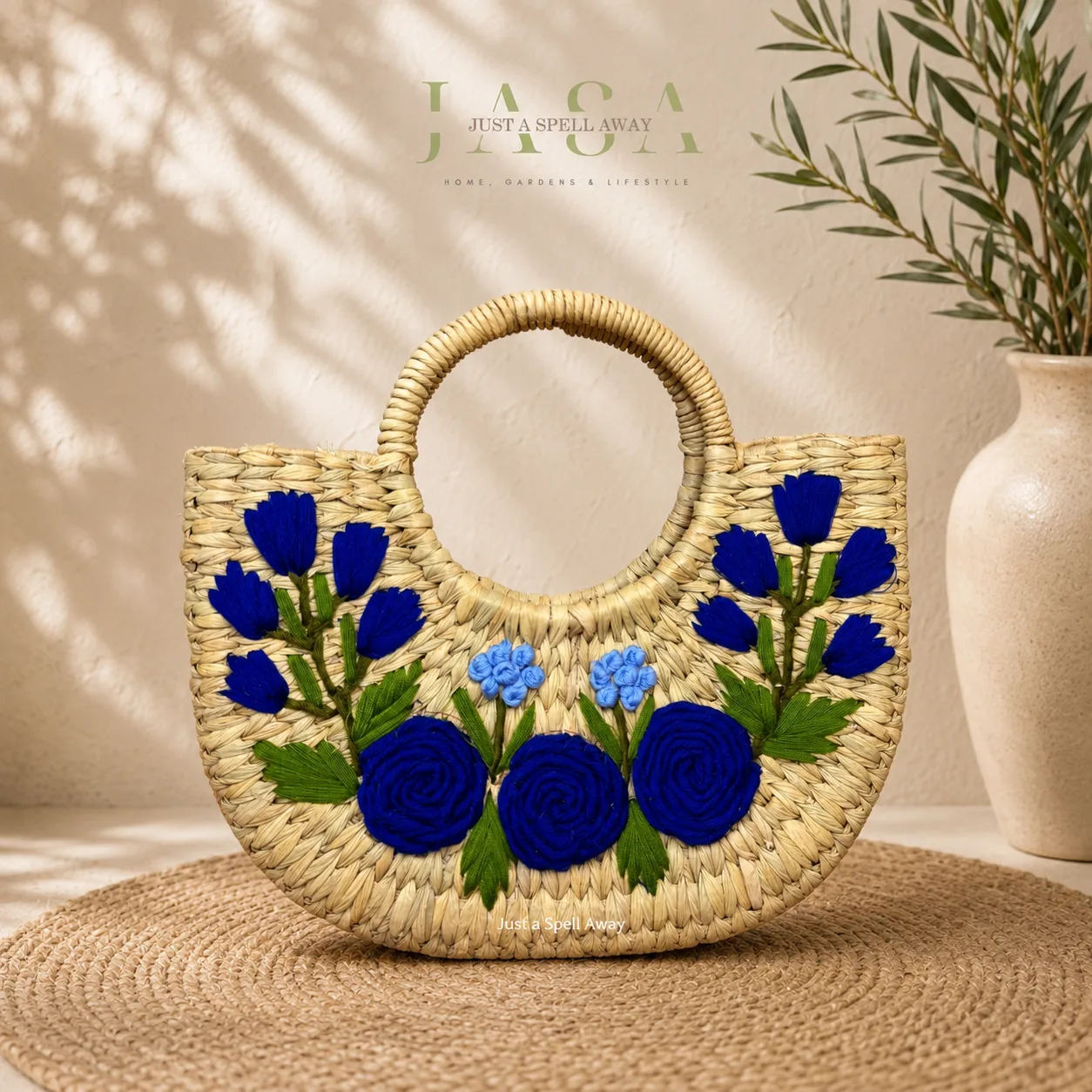 Blue Rose Mini bag (With Covered Handle)