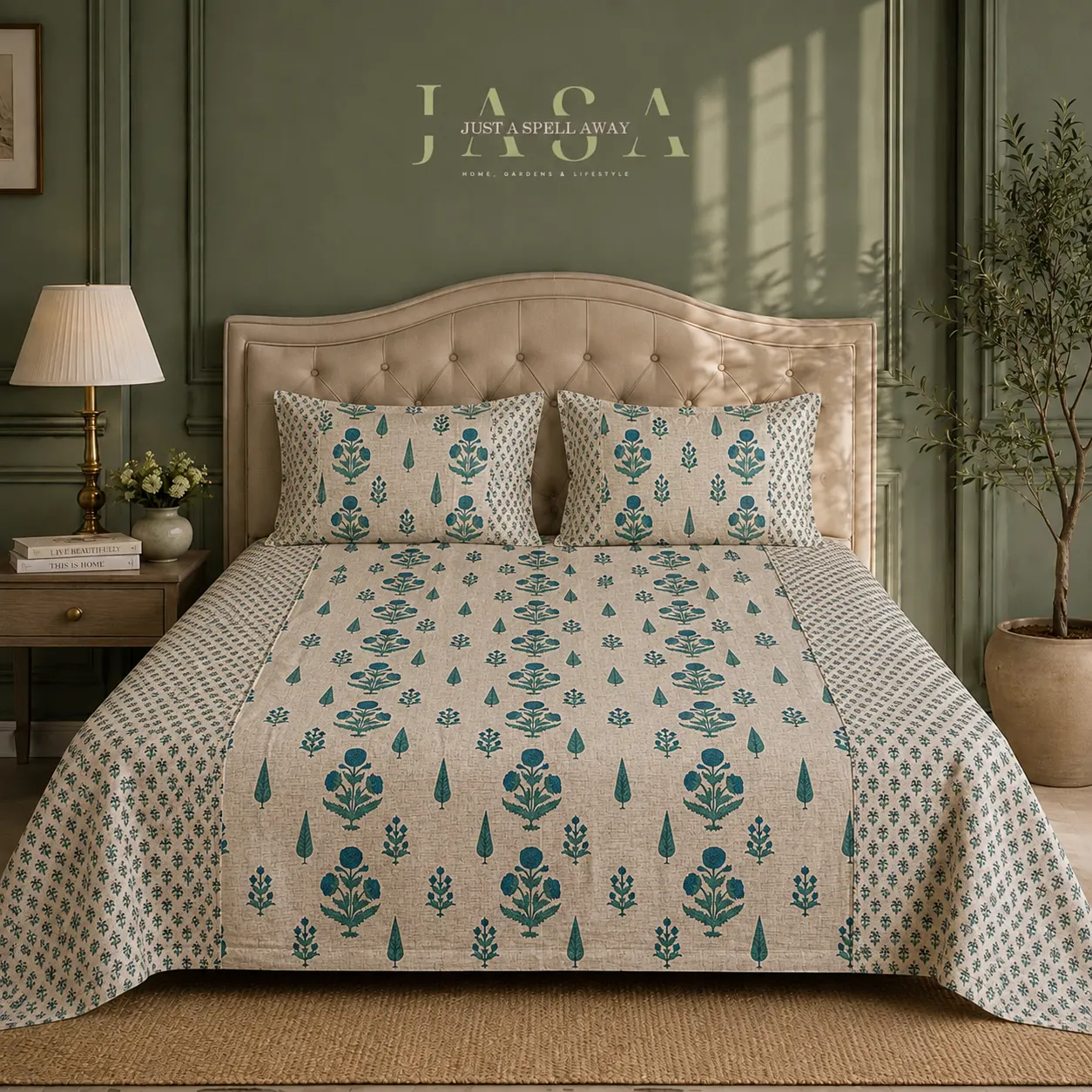 Gulmohar Blue Queen Bedsheet