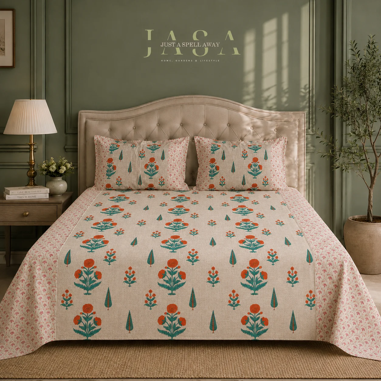 Gulmohar Orange Queen Bedsheet