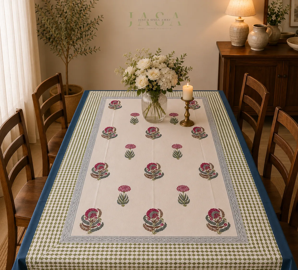 Guldasta Cotton Handblock Table Cover