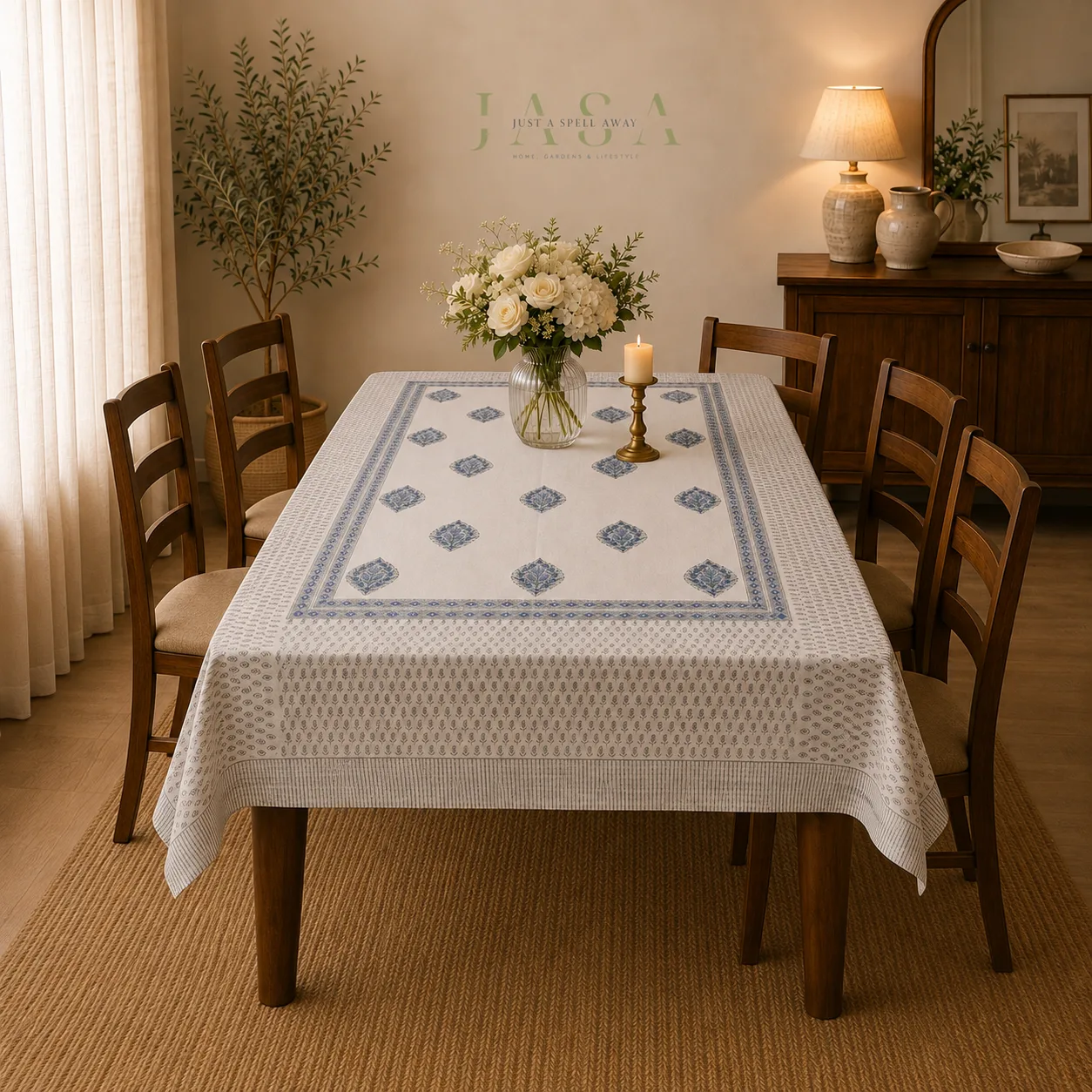 Neel Cotton Handblock Table Cover