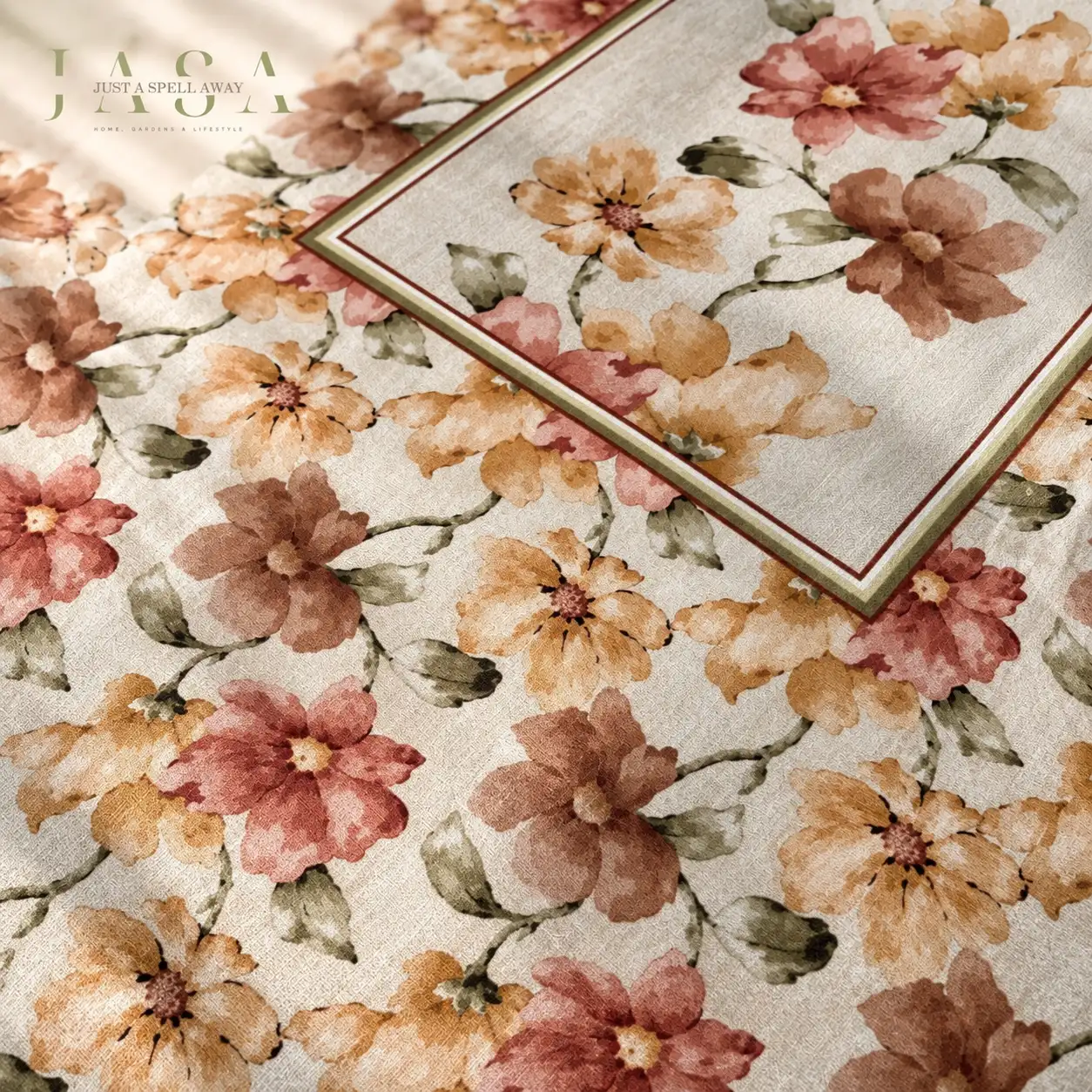 Golden Brown Cotton Velvet Center Table Cover