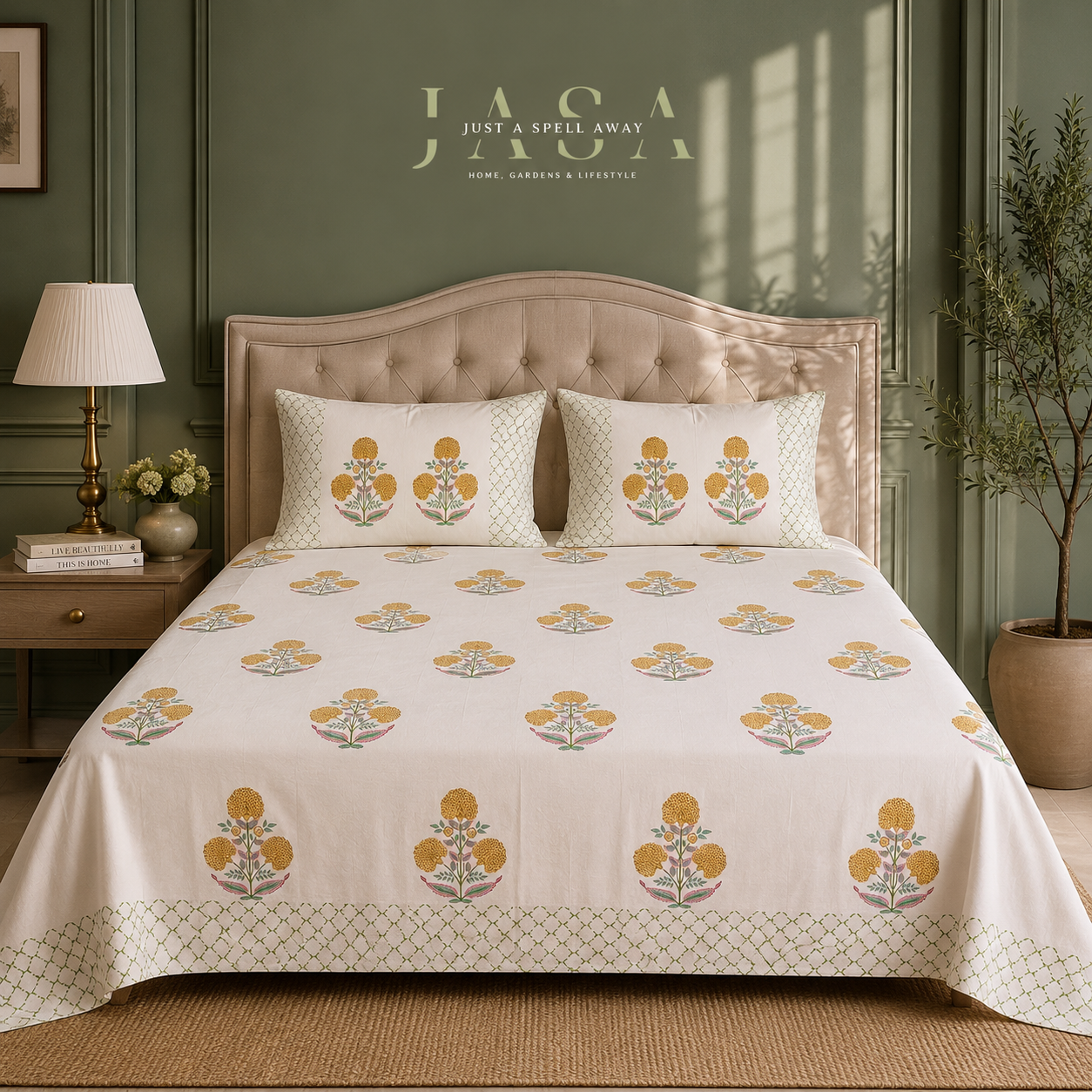Gendha Phool Percale King Bedsheet